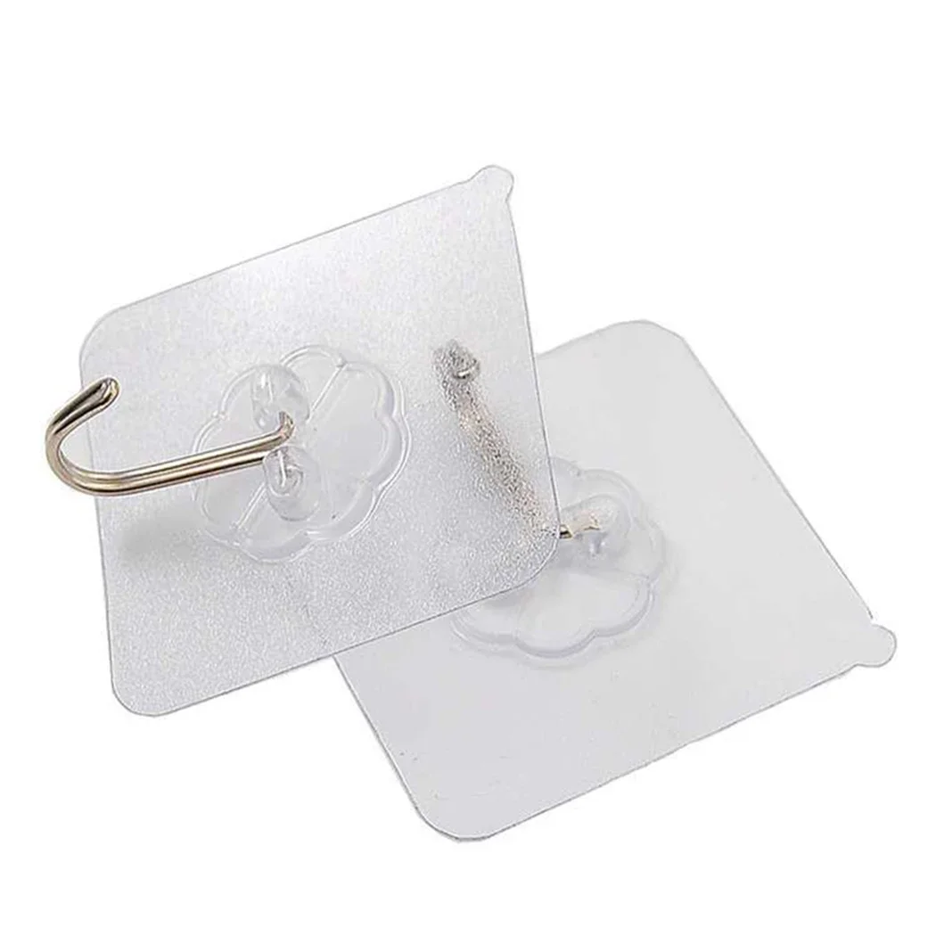 Nail-Free Hook Transparent Strong Sticky Wall Hanging Kitchen Bathroom Strong Adhesive Seamless Sticky Screw Hook Hanger