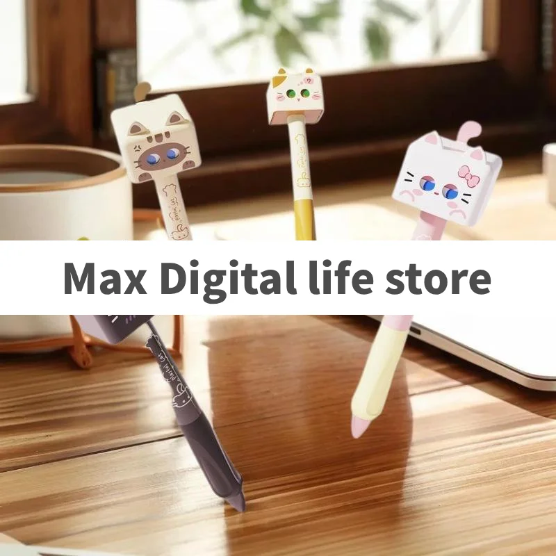 ปากกาเจลลายแมวน่ารัก 1/4 ชิ้น ขนาด 0.5 มม. หมึกดำ เขียนลื่น ปากกาลูกลื่น บรรเทาความเครียด แห้งเร็ว ปากกาแบบกลาง สำหรับโรงเรียนและสำนักงาน
