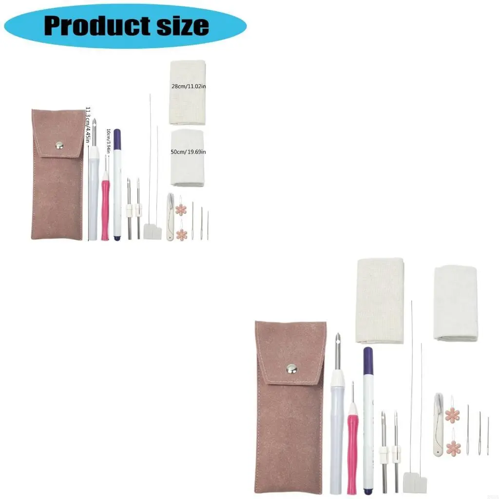 

R66A Beginner Embroidery Set with Embroidery Fabric Punching Needle Pen Sewing Needle