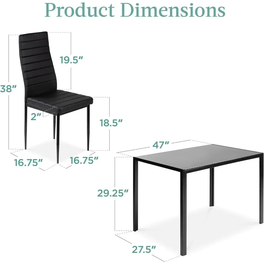 Produtos Conjunto de jantar de vidro de 5 peças, móveis modernos de mesa de cozinha para sala de jantar, dinette, economia de espaço compacta com tampo de vidro