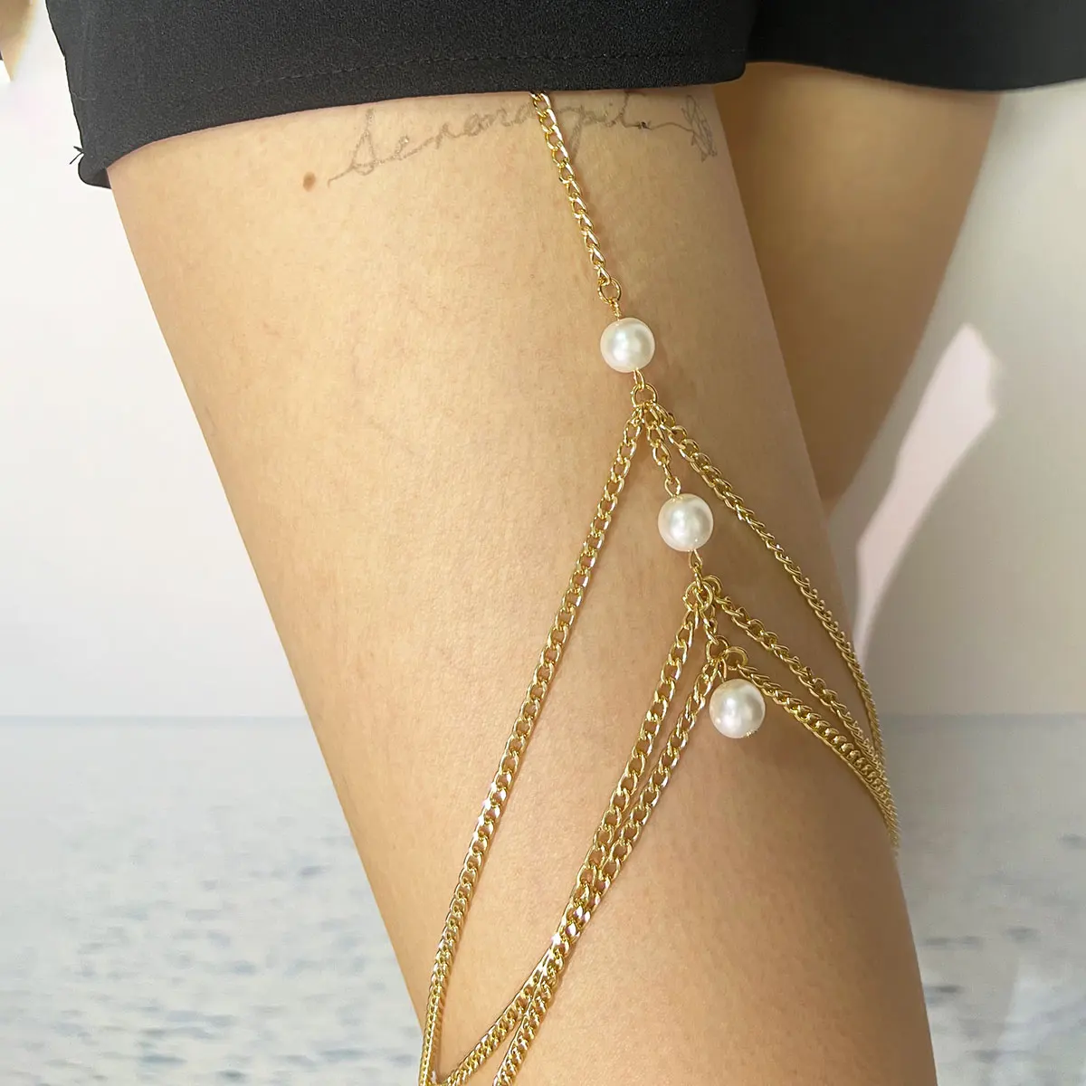 مجوهرات جسم معدنية بسيطة مثيرة ، أزياء شخصية ، إكسسوارات مطرزة للسيدات ، سلسلة الساق ، صورة الشارع ، فستان حفلات النادي الليلي