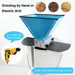 SS304 Barley Crusher Grain Malt Mill Two Roller Malt Master Mill with Stonger Metal Base for Homebrew Beer Wheat Barley Grinder