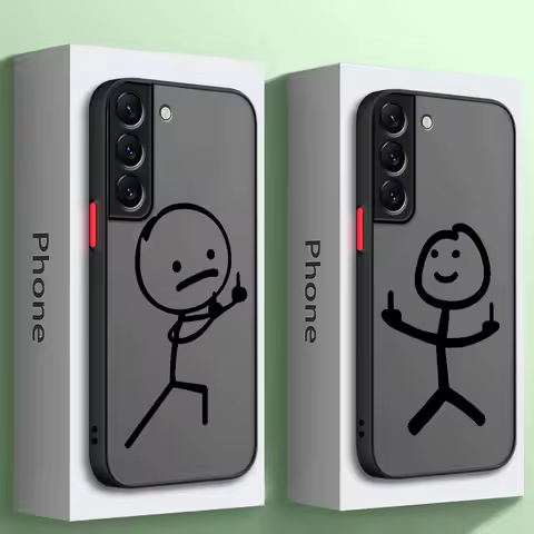 Cute Funny Matchman Phone Case For Samsung S23 S22 Ulrta 5G S21 FE S20 Plus S10e Soft Silicone Edge Cover Matte PC Capas Fashion