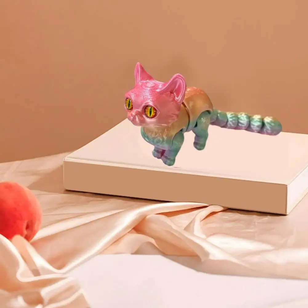 Articulated Cat Model 3d Printed Cat Figurine with Movable Joints Articulated Model Toy Desktop