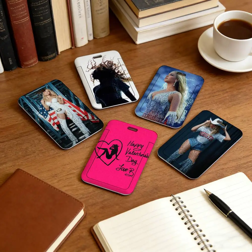 Hot Singer B-Beyonce Lanyard Pull Back Clip Holder and Card Holder Rotating Back ID Card Family Gift