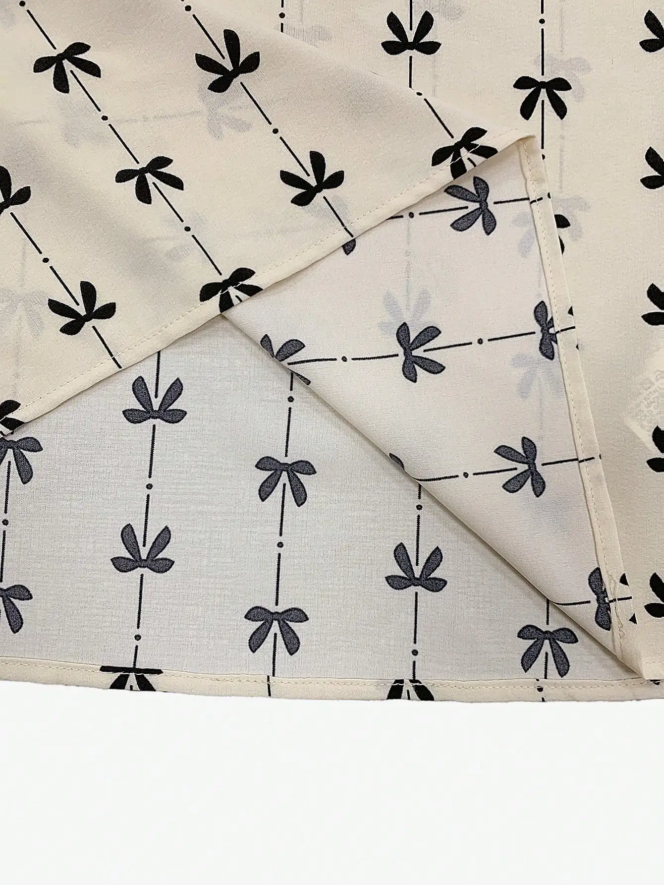 

Elegant Bowknot Print Blouse For Women Summer Short Sleeve