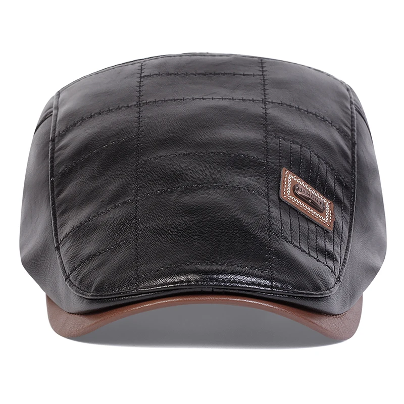 Men Retro Pu Leather Newsboy Caps JAMONT labeling British Painters Hats Spring Autumn Side Adjustable Flat Cap Hip Hop Berets