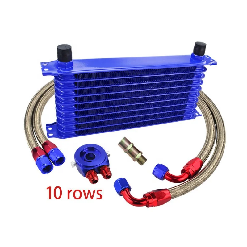 

1126HOT MAX Universal 10 Rows AN10 Aluminum Japan Car Oil Cooler 1/1.2 m Oil Hoses Racing Engine Transmission Radiator Oil Coole