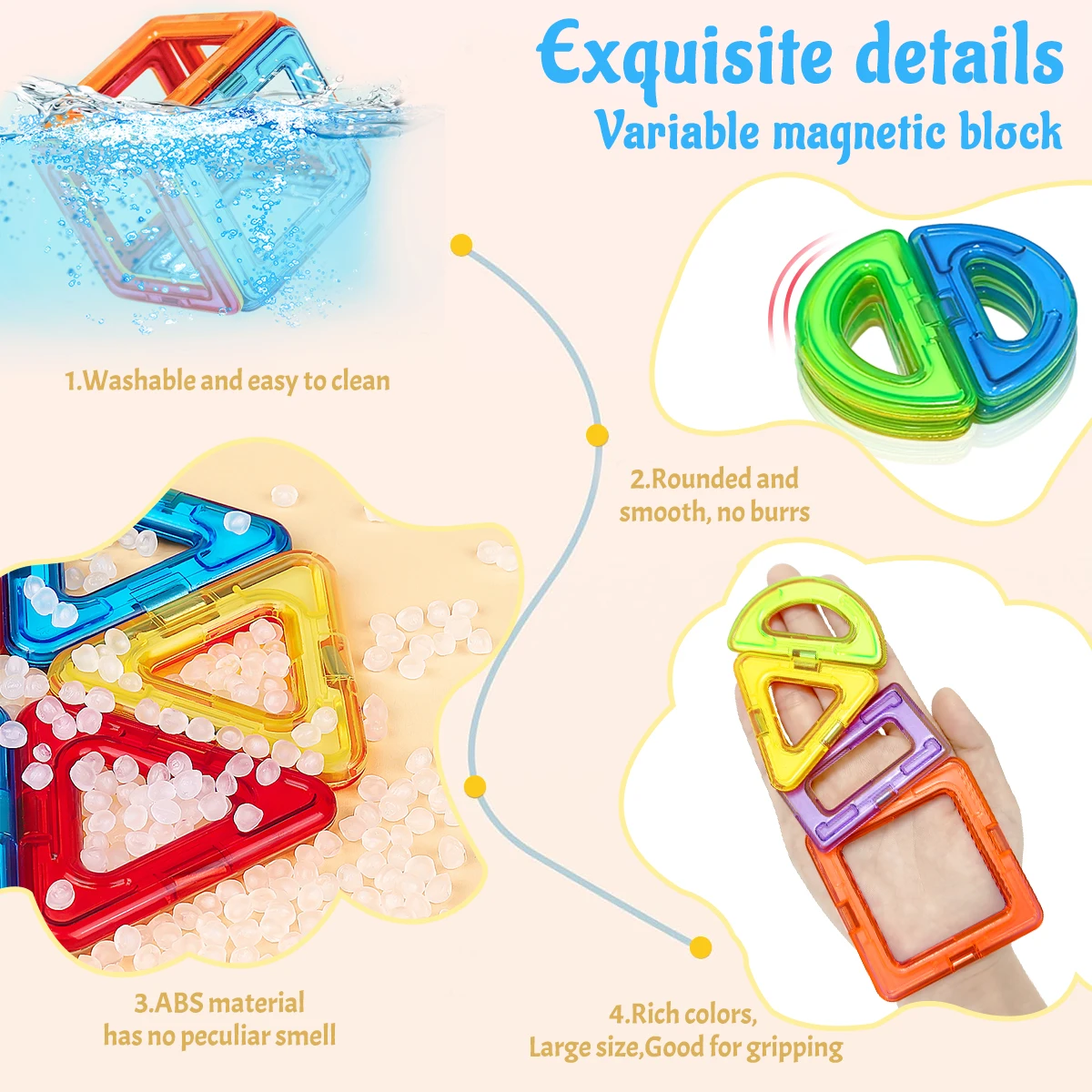 Magnet Toys Big size DIY Magnetic Building Blocks Construction Toys For Kids Building Blocks STEM Toys Learning Educational Toys