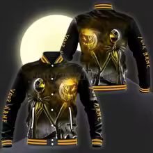 The Nightmare Before Christmas Jack And Sally Baseball Jacket