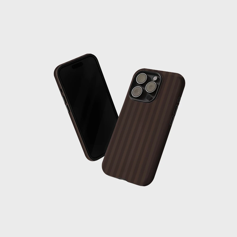 CaseLumi Matte Bumper für MagSafe Hülle für iPhone 17 16 15 14 Plus 13 Pro Max Stoßfeste Harte PC-Hülle Dunkelbraune Streifen Abdeckung – Detail 4