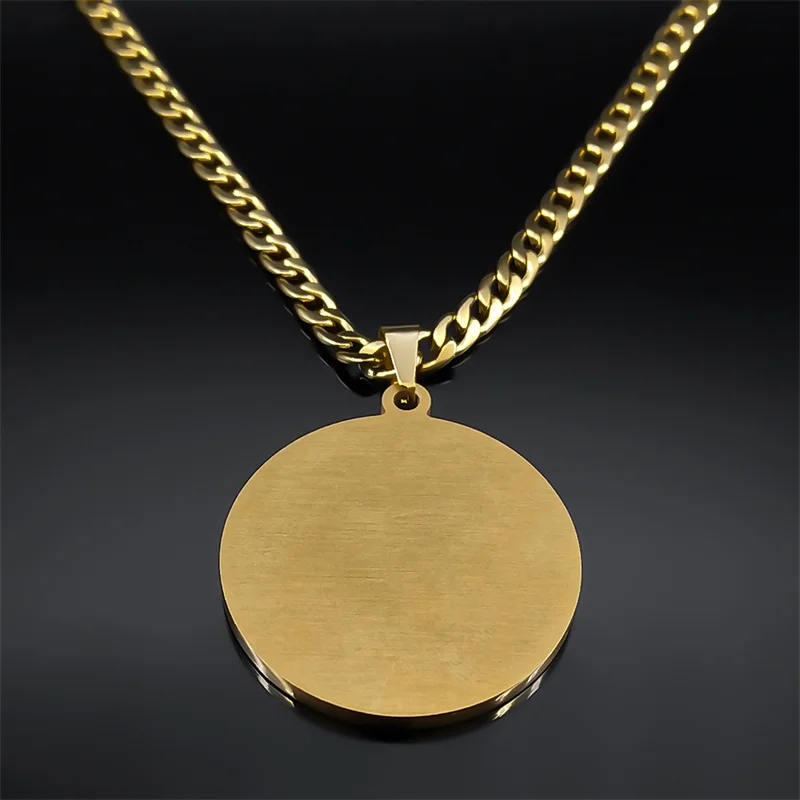 Catholic Saint Benedict Pendant Necklace for Women Men Stainless Steel Gold Color Rhinestone Religion Male Chain Jewelry