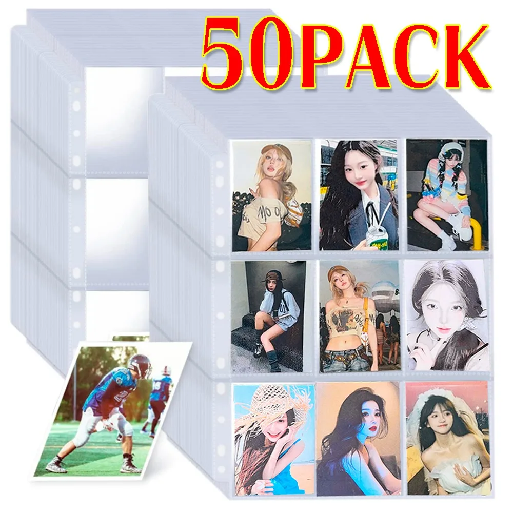 

9Pockets Binder Page Baseball Card Sleeves A4 Trading Gaming Card Sleeve Double Side Storage Photo Protector Sheet for Idol Card
