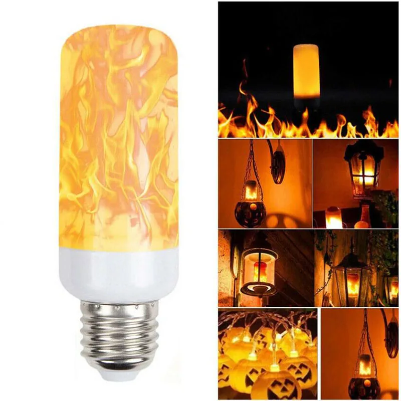 6PCS E12 E14 E27 B22 LED Flame Light Yellow Jump Fire Light 1600k 1700k 1800k 3 modes 4 modesStage KTV Holiday Garden Backlight