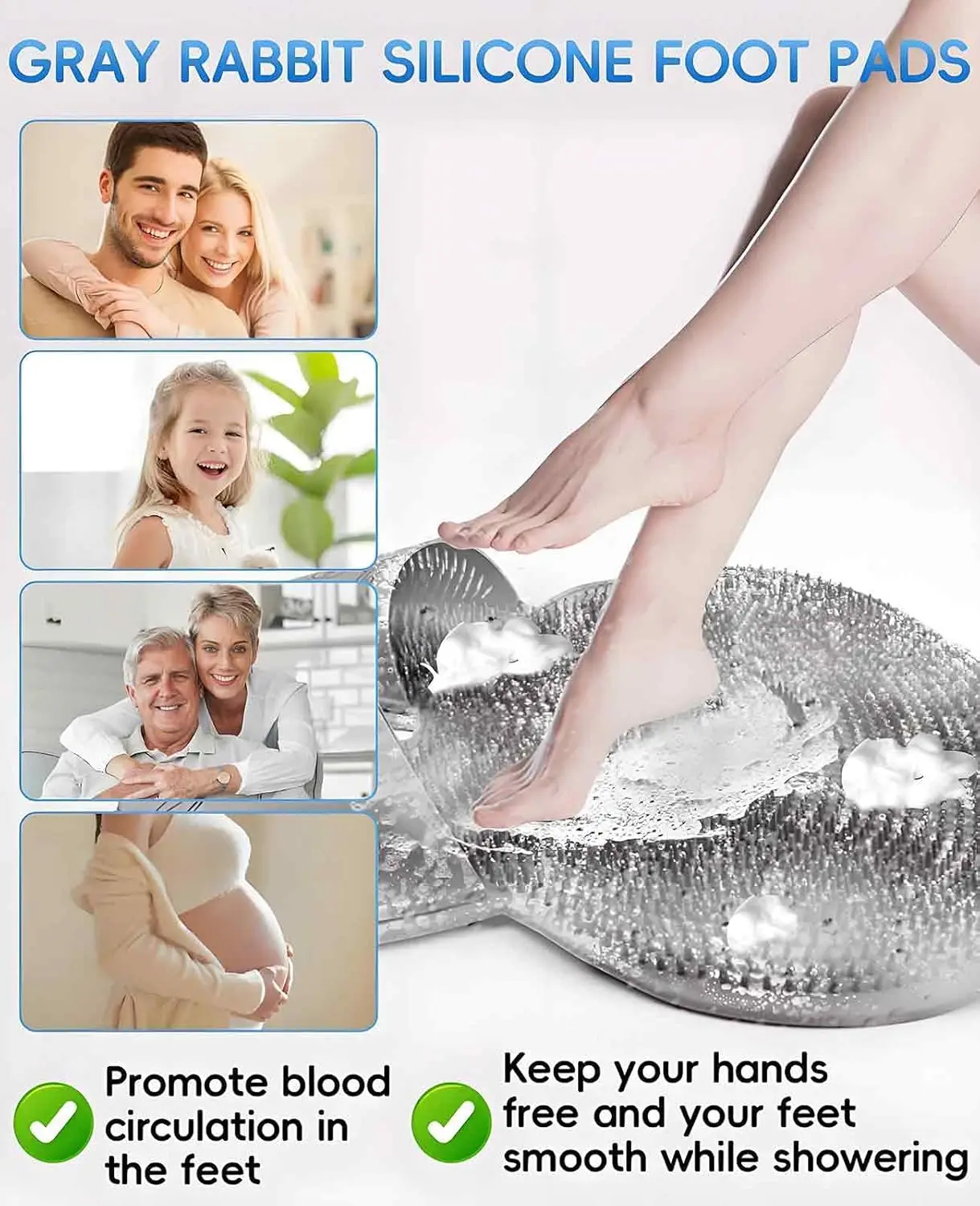 حصيرة تنظيف القدمين من السيليكون، وسادة حمام مقشرة لغسالة الظهر، أداة تدليك كبيرة لتنظيف القدم مع أكواب شفط غير قابلة للانزلاق