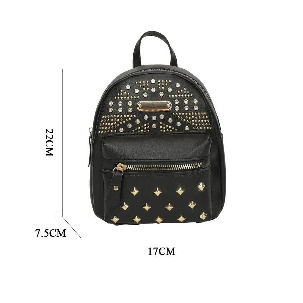 Mini sac à dos rivet en cuir PU pour femme, petit sac à dos, sac d'école, sacs initiés