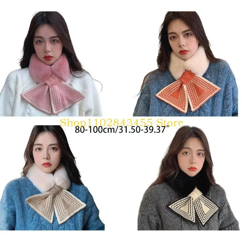 49MC فرو الأرنب الصناعي طوق أفخم طوق الرقبة أدفأ الشتاء شال التفاف الفتيات التفاف