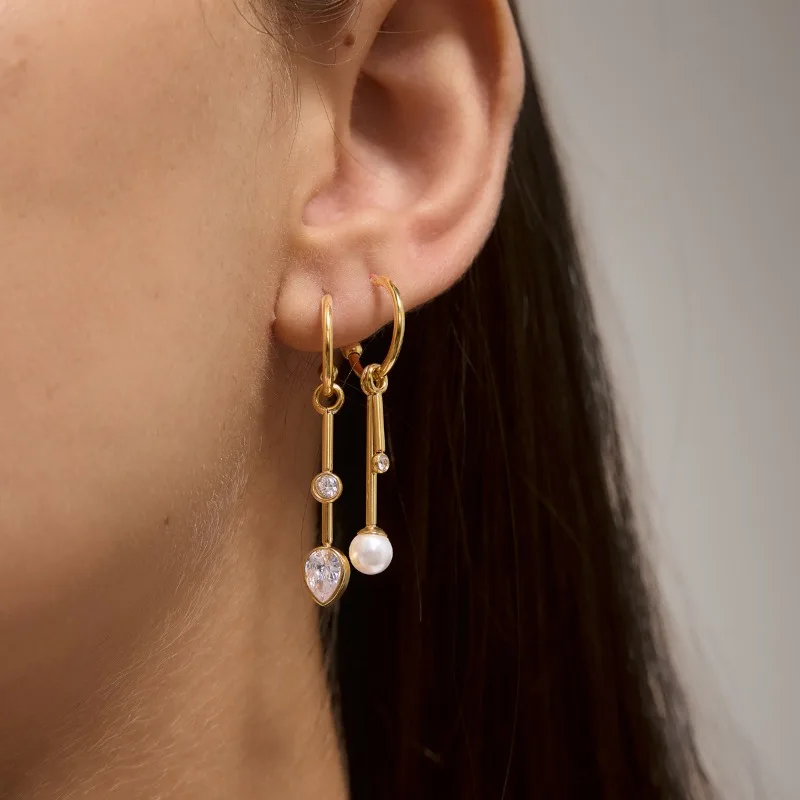 Minar 2026 Popular Candy Color Round Heart Removable C-shaped Tassel CZ Zircon Drop Earrings for Women 18K Gold Stainless Steel