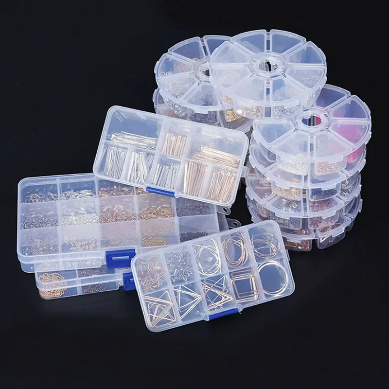 Transparent Plastic Storage Jewelry Box Compartment Adjustable Container For Beads Earring Box For Jewelry Rectangle Boxes Case