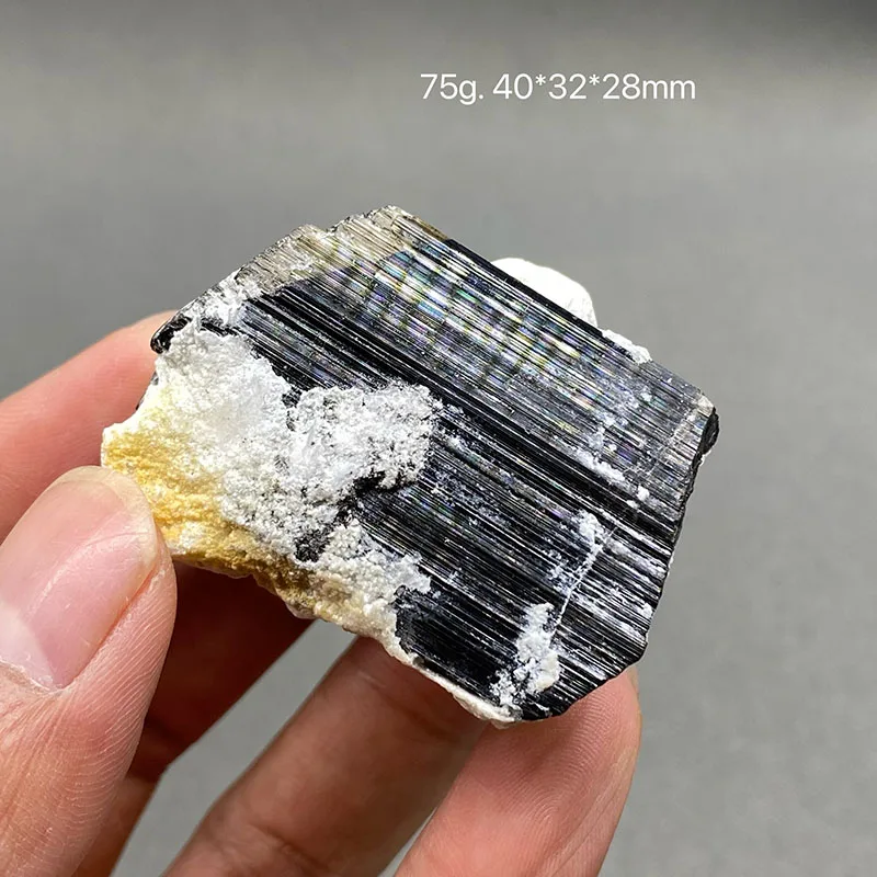 100% natural Pakistan black tourmaline mica paragenetic original stone mineral specimen collection.