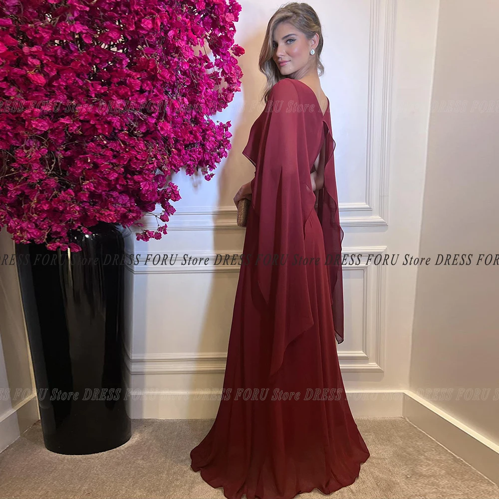 Simple Wedding Guest Party Gowns For Woman Cape Floor Length Scoop Neck  Mother Of The Bride Dresses Vestido De Madrina