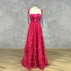 DIDEYTTAWL Real Photos Bow 3D Appliques  Tulle Prom Dress 2024 A Line High Slid Slit Fairy Evening Gown Custom Color