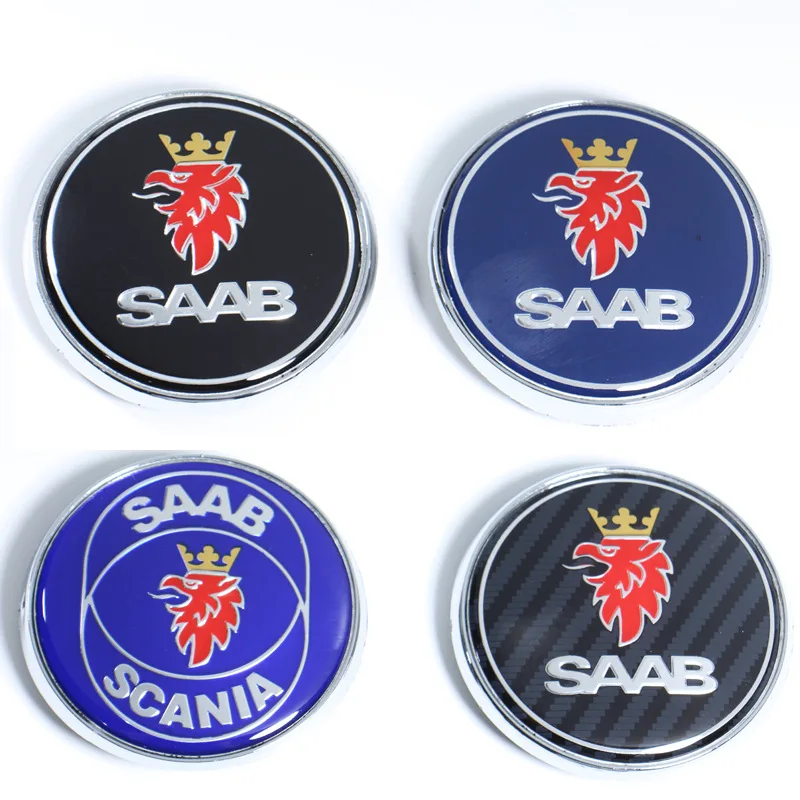 50mm 68mm 2 3 Pins SAAB Car Front Hood Bonnet Logo Rear Trunk Badge For SAAB 9 3 9 5 9-3 9-5 SAAB Emblem Sticker Accessories