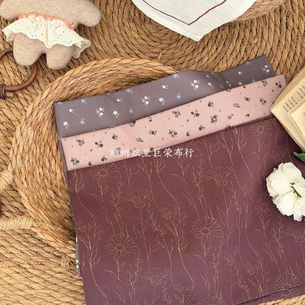 145x50cm 40s Baumwolle Dunkler Blumenstoff Koreanischer Retro-Digitaldruck DIY-Stoff für Damenbekleidung, Taschen, Accessoires, Nähstoff – Detail 3
