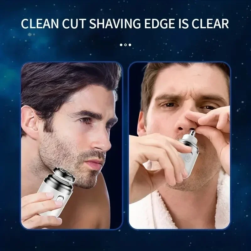 2 IN 1 Mini Portable Electric Capsule Shaver Nose Hair Trimmer Rechargeable Electric Beard Scraper Knife For Men's Travel Razor