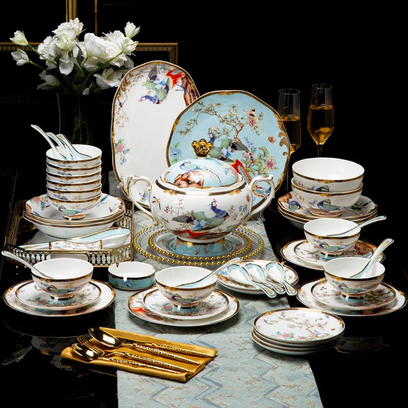 

Hxl bone china dinnerware set - ceramic tableware for home use