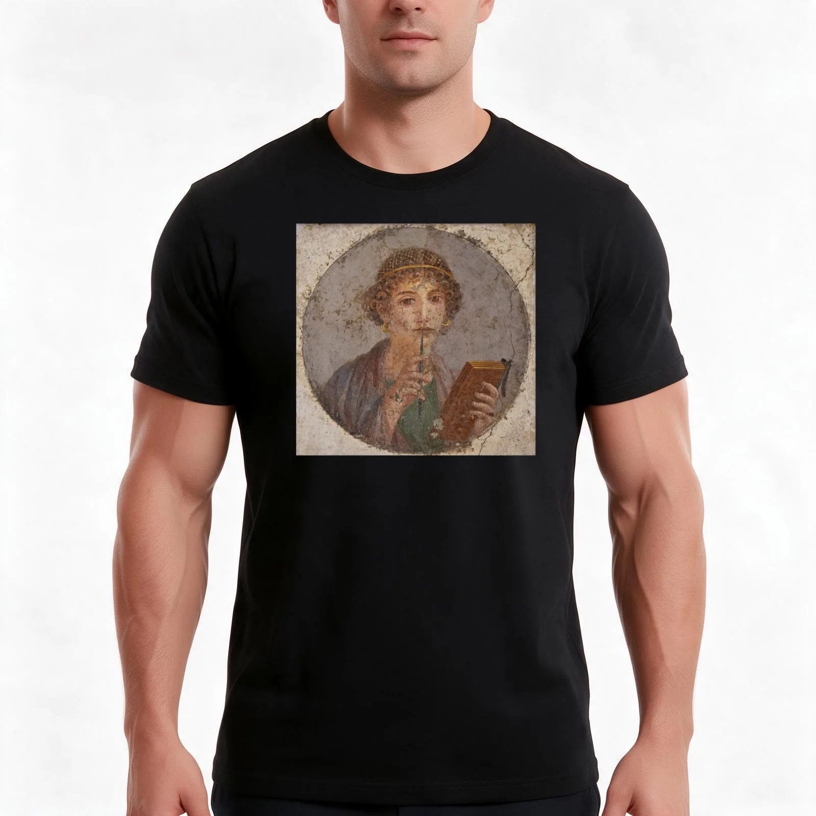 Souvenir from Pompeii - Saffo is thinking T-Shirt Summer Casual Cotton Tee Oversized Streetwear Tops Vintage Graphic Print