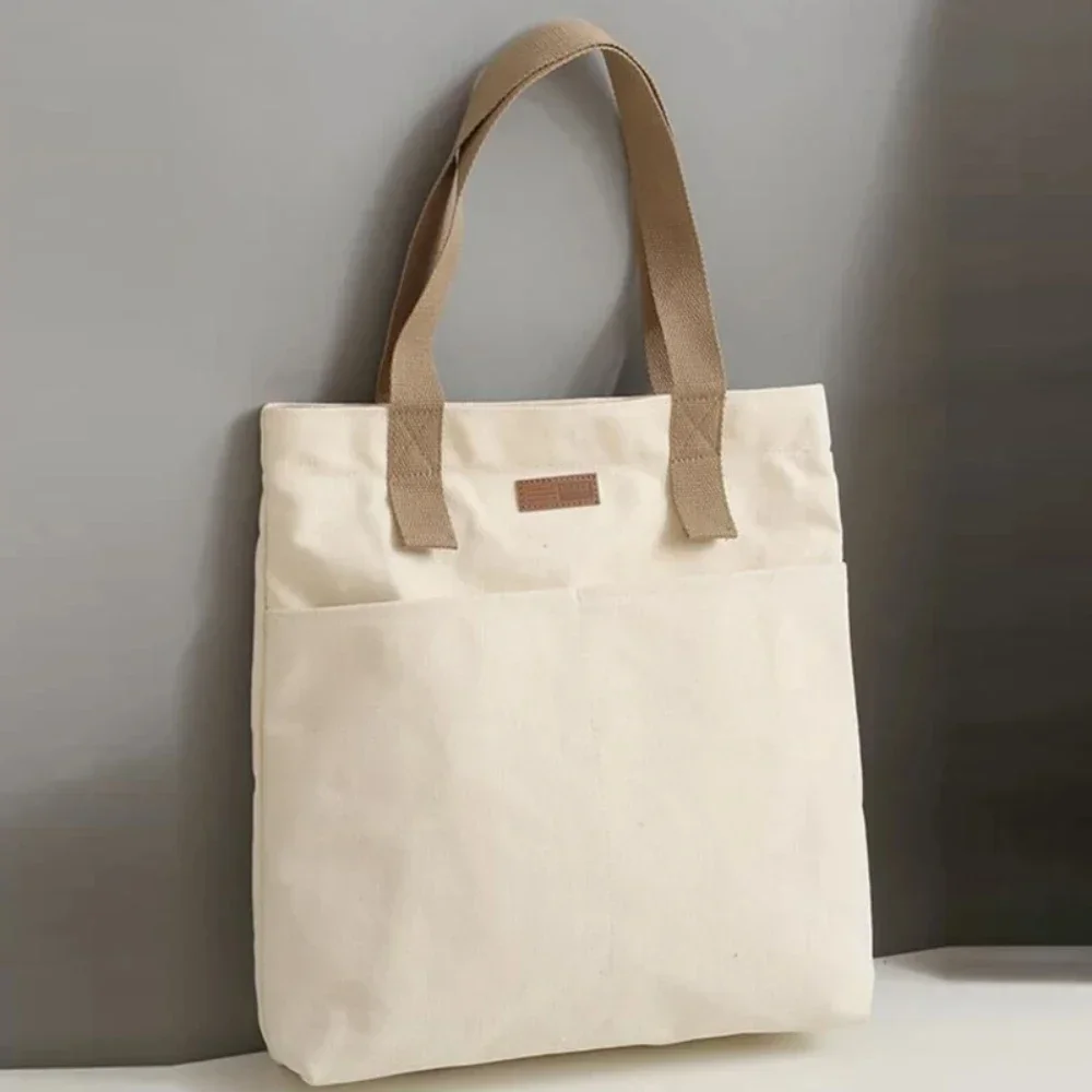 1Pc frauen Einkaufstasche Leinwand Nähgarn Große Kapazität Erweiterte Sinn Handtasche Bequem Praktische Weibliche der Pendler Tasche – Detail 7