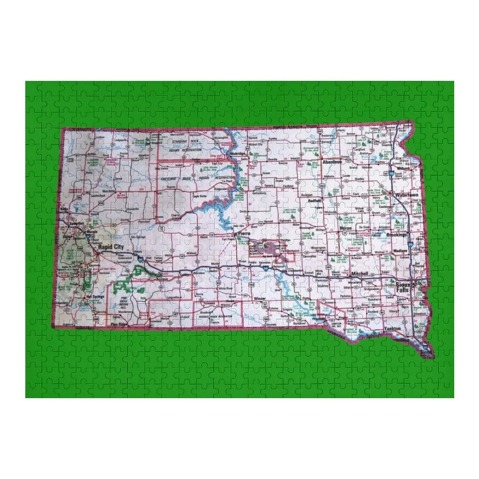 

South Dakota Roadmap Jigsaw Puzzle Baby Wooden Personalized Gift Ideas Jigsaw For Kids Puzzle