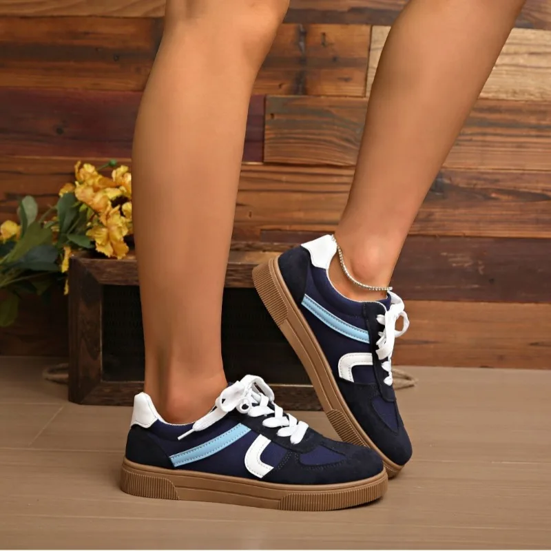 

Кроссовки женские на платформе в стиле ретро с цветными блоками, модные повседневные универсальные спортивные кроссовки на шнуровке для ходьбы