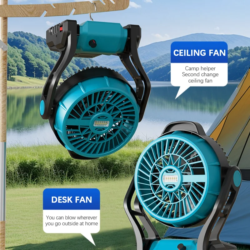 Electric Goddess Portable Electric LED Fan Light Outdoor camping charging fan Wireless Lithium Battery For 18V Makita Battery