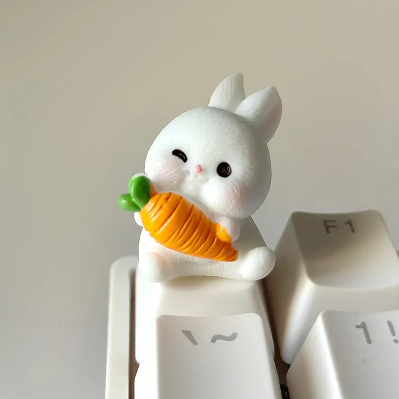 DlY keycap translucent mechanical keyboard pink cute cartoon rabbit cross axis mechanical keyboard keycap