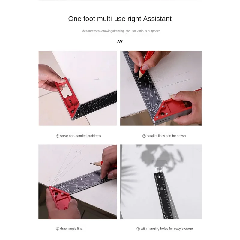 

ABHU Multi-Angle Measuring Ruler 45/90 Degree Multifunctional Gauge Right Angle Ruler