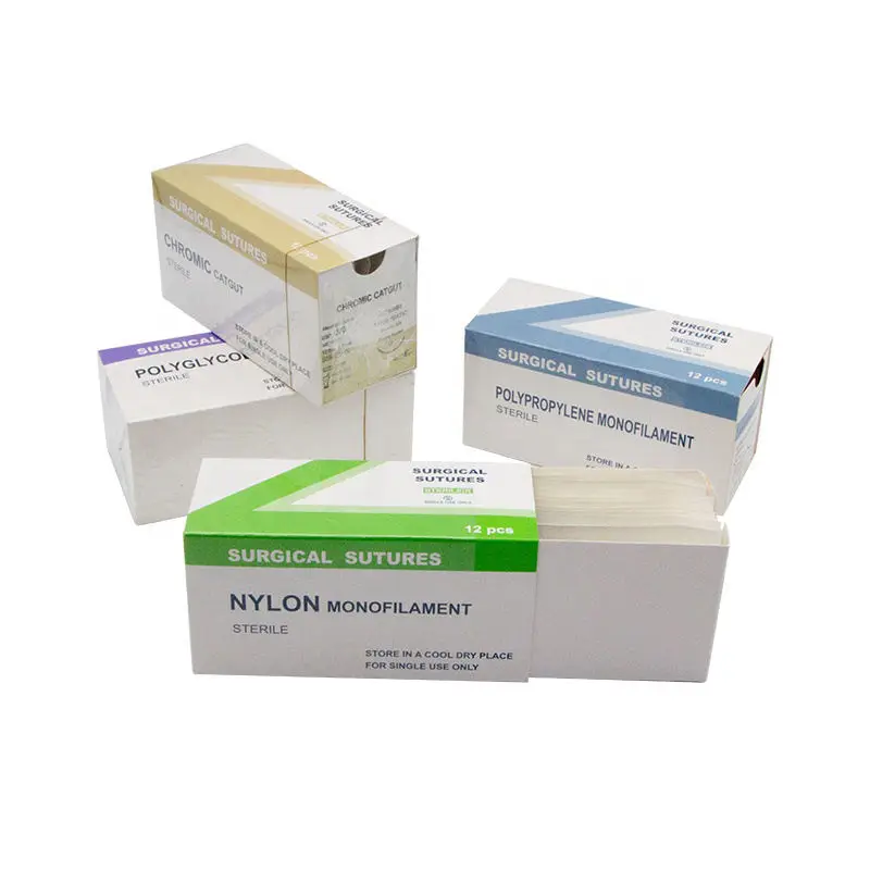 12pcs Absorbable Suture Thread Pet Dog Specific PGA PP Silk 75CM With Needle 2/0 3/0 4/0 5/0 Teaching Clinic Hospital Exercises