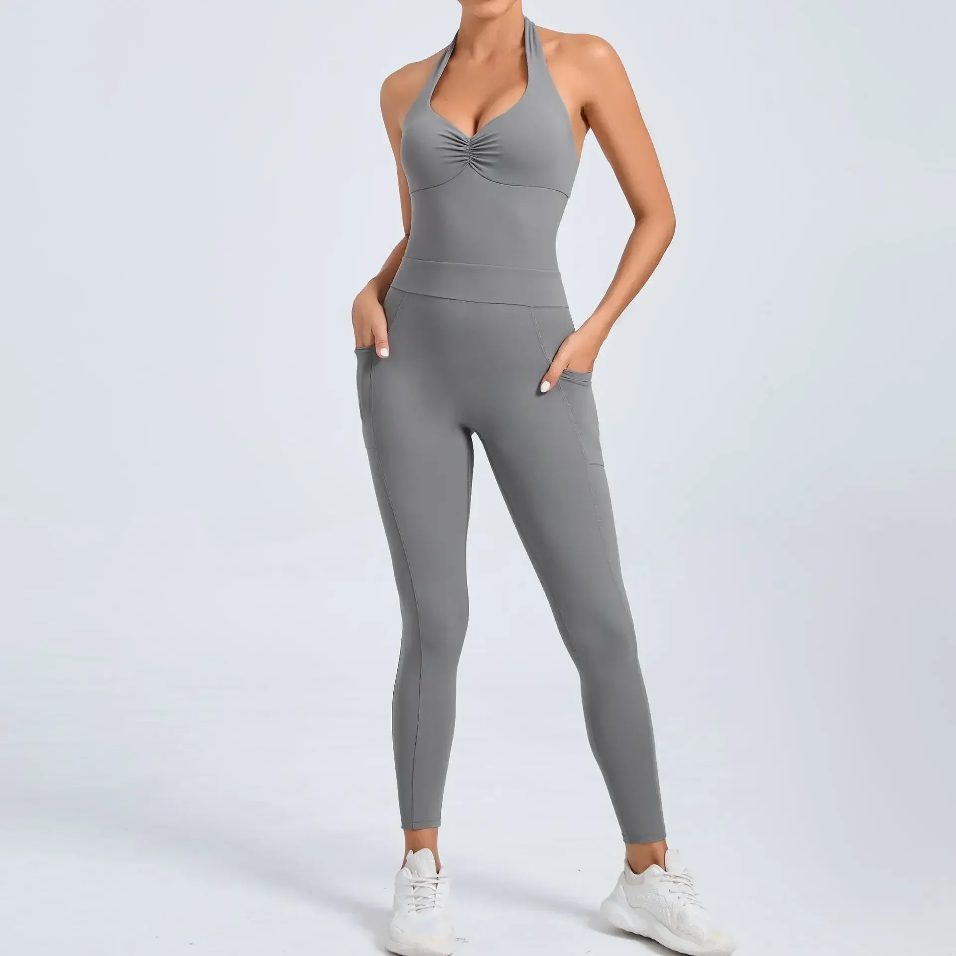 Fashion Sexy Sports Jumpsuit with Pocket Women Sportswear One