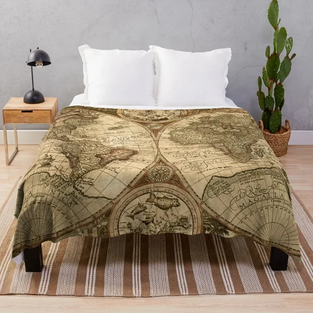 Ancient Map Throw Blanket Fashion Sofas Picnic Blankets