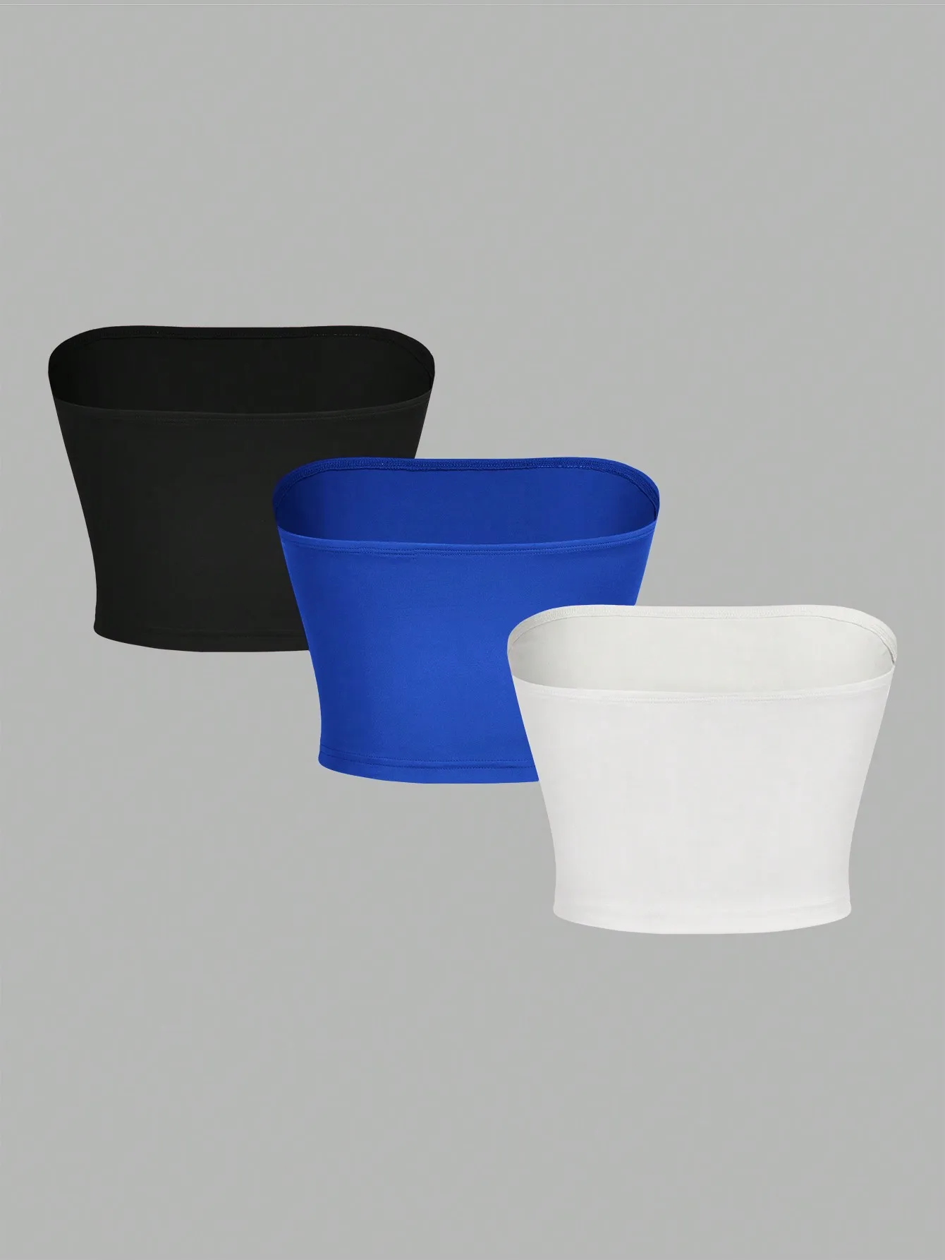 3 قطع سترة نسائية بدون حمالات بدون أكمام توب قصير للسيدات صديرية دائرية مسطحة الفم ملفوفة على الصدر ﻿ زي الحفلات