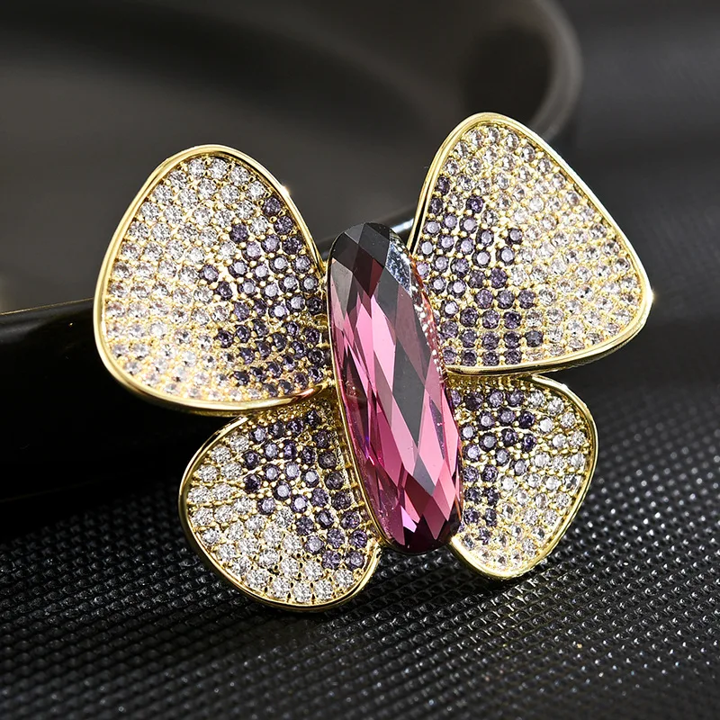 بروش فراشة كريستال كامل رائع للنساء والفتيات دبوس فستان الملابس