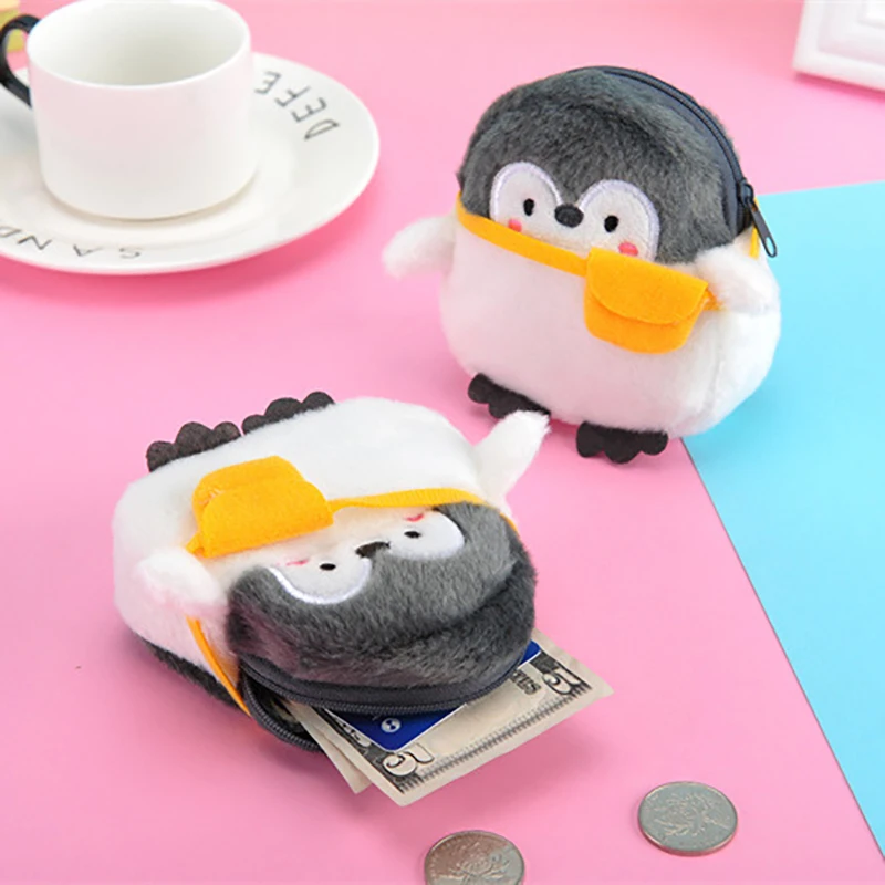 1PC Cute Penguin Coin Purse Mini Wallet Soft Positive Energy Penguin Plush Coin Purse