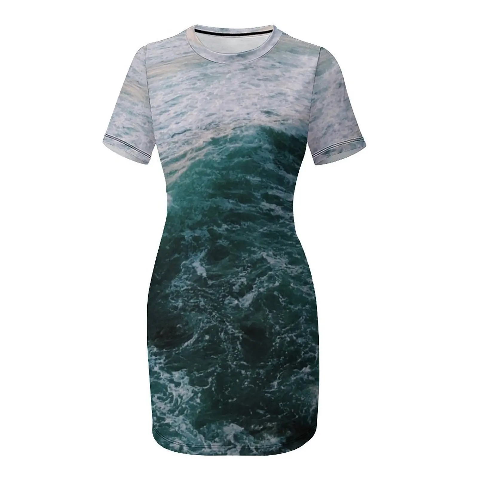 فساتين بأكمام قصيرة لموجات أزرق المحيط الخام لحفلة موسيقية فستان صيفي فستان صيف 2025 فساتين غير رسمية للنساء #4