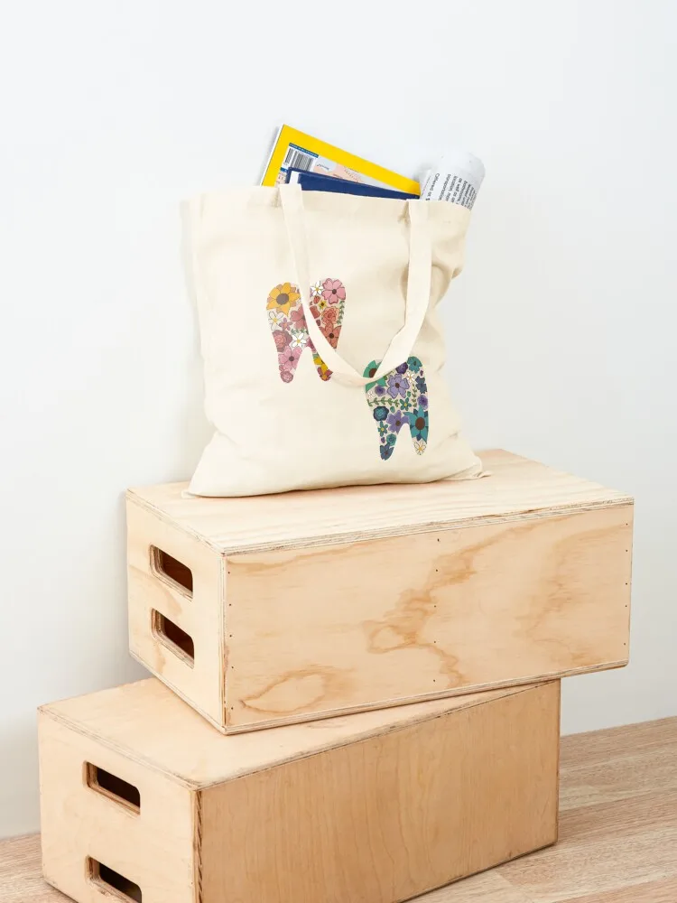 مجموعة أسنان الأزهار حمل حقيبة أكياس عربة التسوق حمل حقيبة أكياس قماش للرجال حقيبة قماش stote