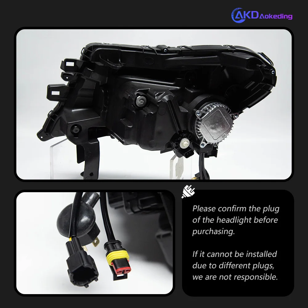 

Фара AKD для Navara NP300, светодиодная фара 2015-2020, фары NP300 с ДХО, указателями поворота, дальним светом и линзой-проектором Angel Eye