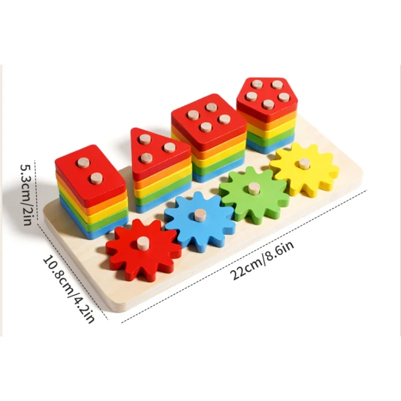 ألعاب ألغاز مونتيسوري الخشبية للفرز للأطفال الصغار، مكعبات بناء تروس لمرحلة ما قبل المدرسة، لعبة المهارات الحركية الدقيقة للأطفال من سن 3 إلى 6 سنوات #6