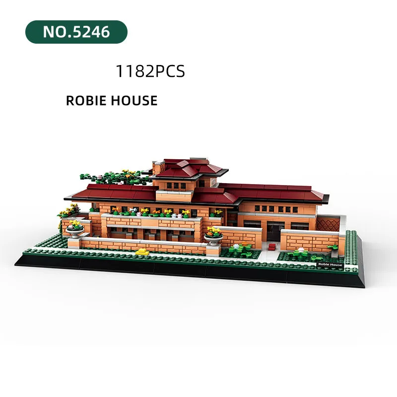 Creative Construction Modern Architecture Block Model United States Chicago Robbie House Building Brick Toys Collection For Gift