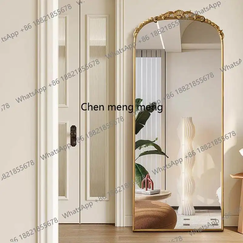 

American retro full-length mirror with living room wall-mounted floor-to-ceiling French arch carved bedroom full-length mirror