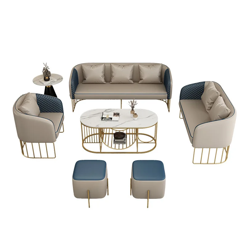

Nordic Hotel Sales Office Negotiation Reception Office Sofa Combination Milk Tea Cafe Booth